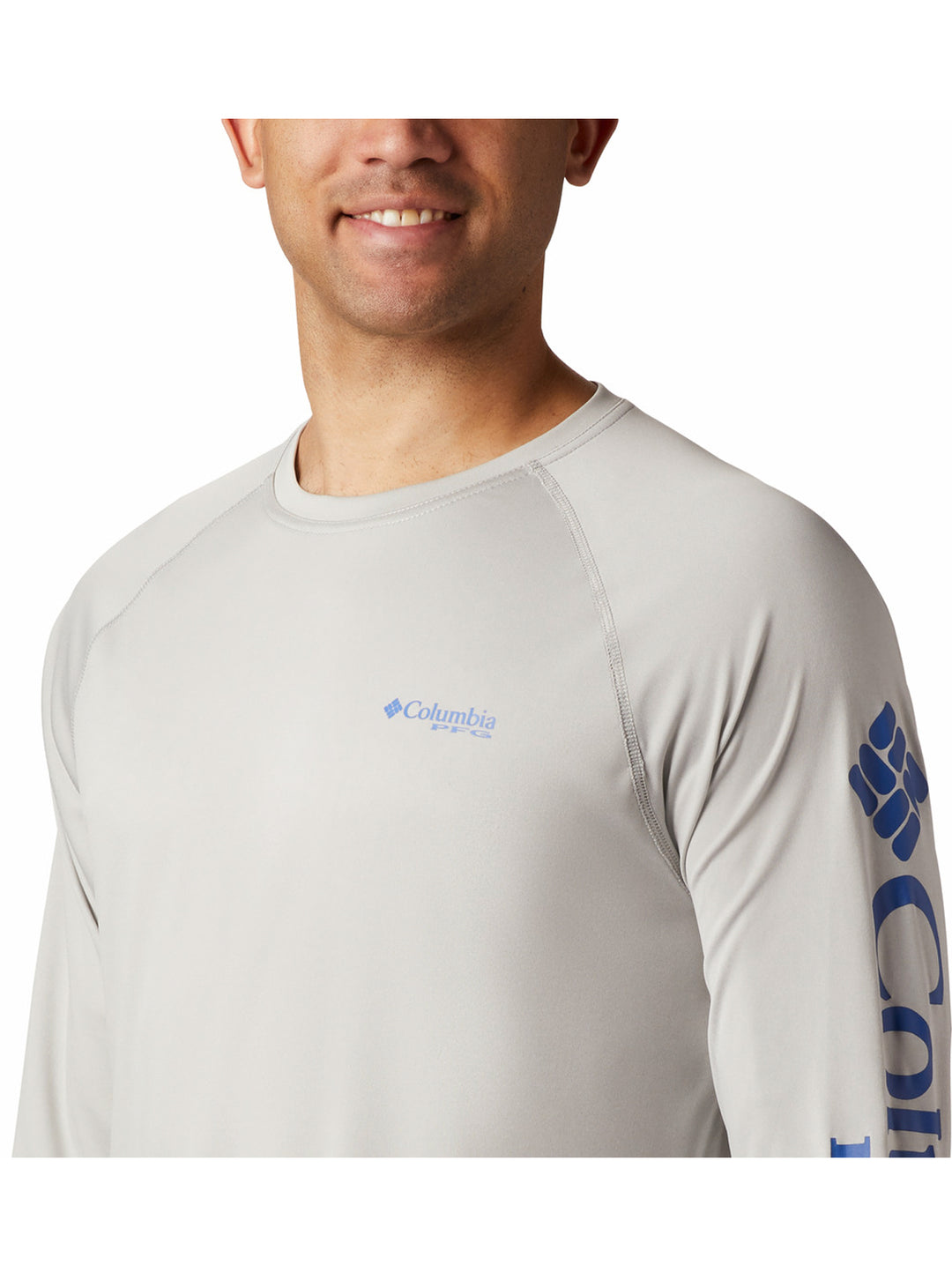 Playera Manga Larga Columbia Gris Jaspeado para Hombre