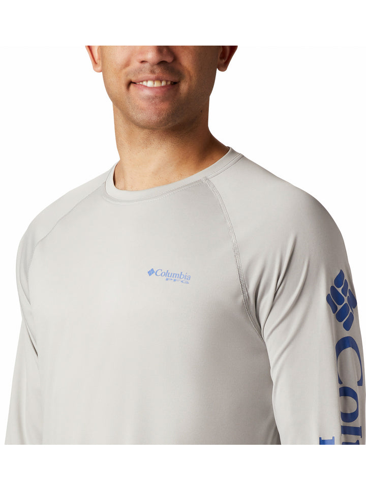Playera Manga Larga Columbia Gris Jaspeado para Hombre