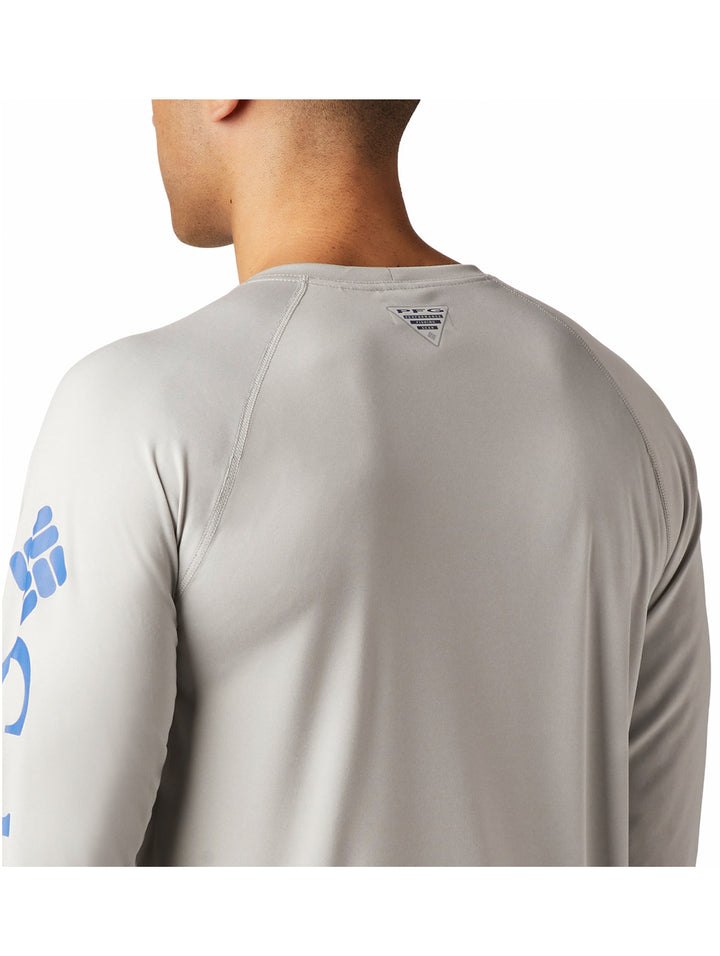 Playera Manga Larga Columbia Gris Jaspeado para Hombre