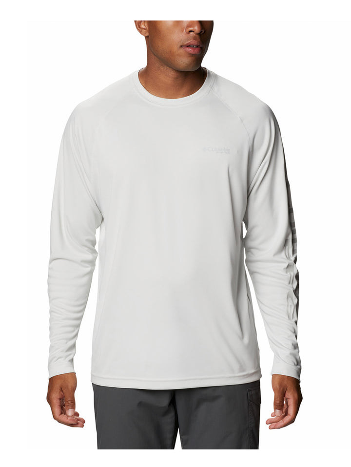 Playera Columbia Manga Larga Blanco Jaspeado para Hombre
