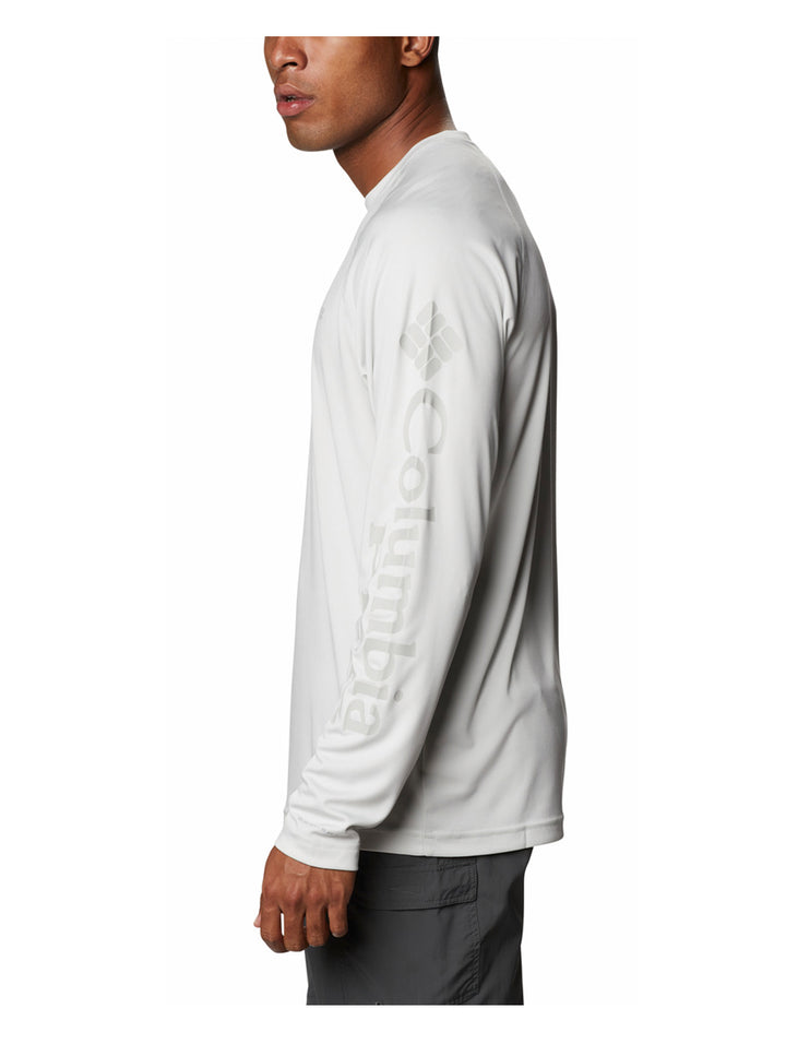 Playera Columbia Manga Larga Blanco Jaspeado para Hombre
