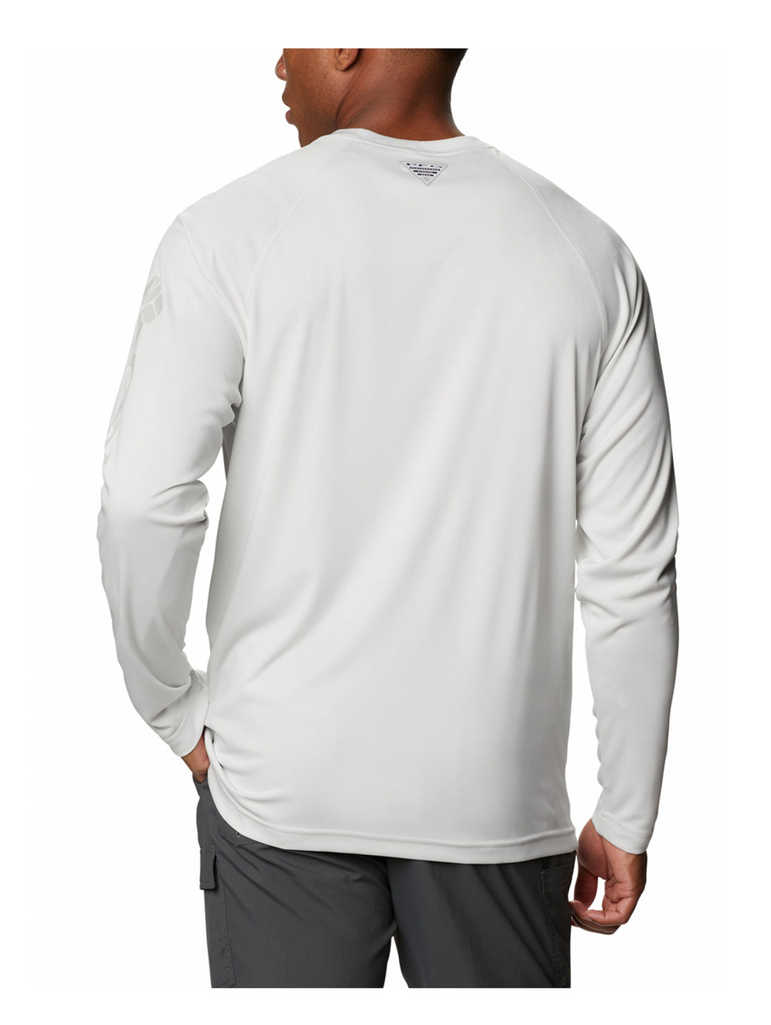 Playera Columbia Manga Larga Blanco Jaspeado para Hombre