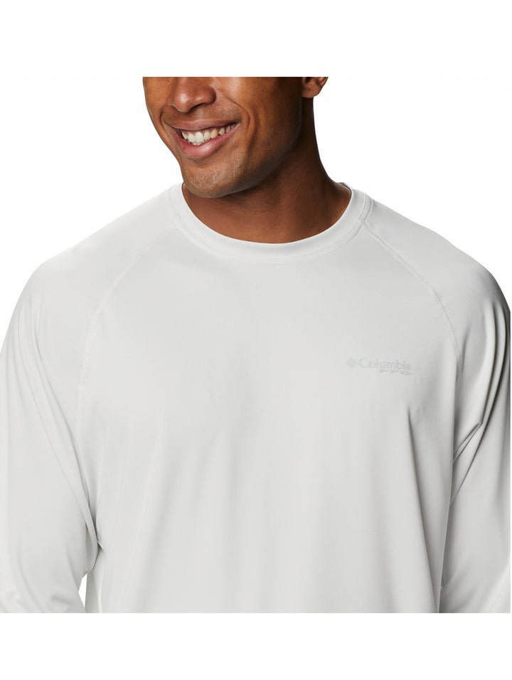 Playera Columbia Manga Larga Blanco Jaspeado para Hombre