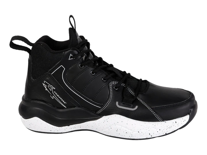 Tenis de baloncesto PONTIAC AXL en color negro con suela blanca moteada.