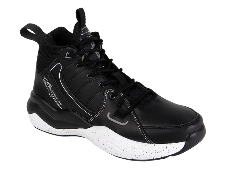 Tenis de baloncesto PONTIAC AXL en color negro con suela blanca moteada.