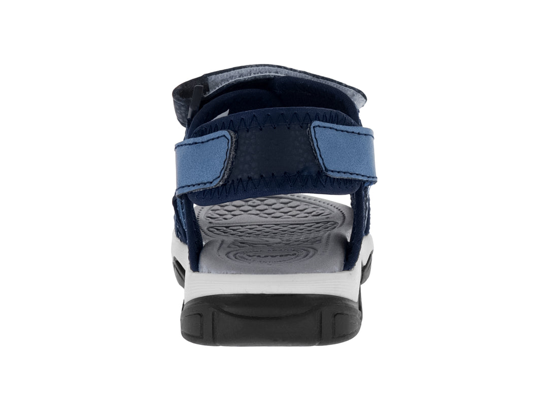 Sandalia deportiva para niño marca YUYIN en color azul marino con suela blanca y negra y cierres de velcro.