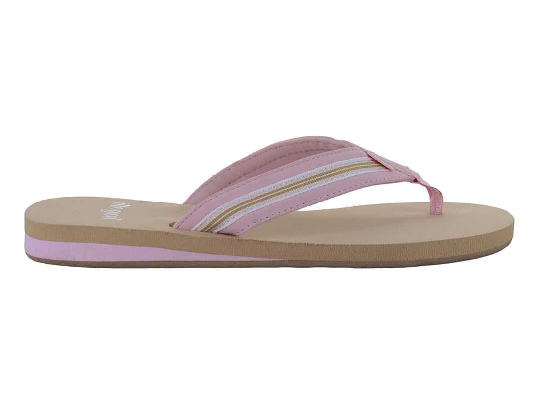 Sandalias de dedo para Niña en color kaki y rosa con detalles dorados.