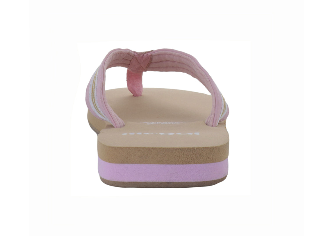Sandalias de dedo para Niña en color kaki y rosa con detalles dorados.