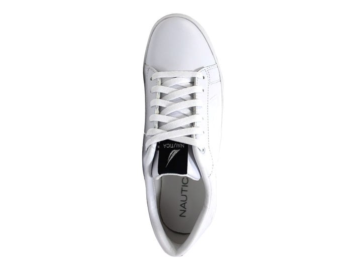 Tenis casuales marca Nautica en color blanco con suela ancha y detalles en relieve.