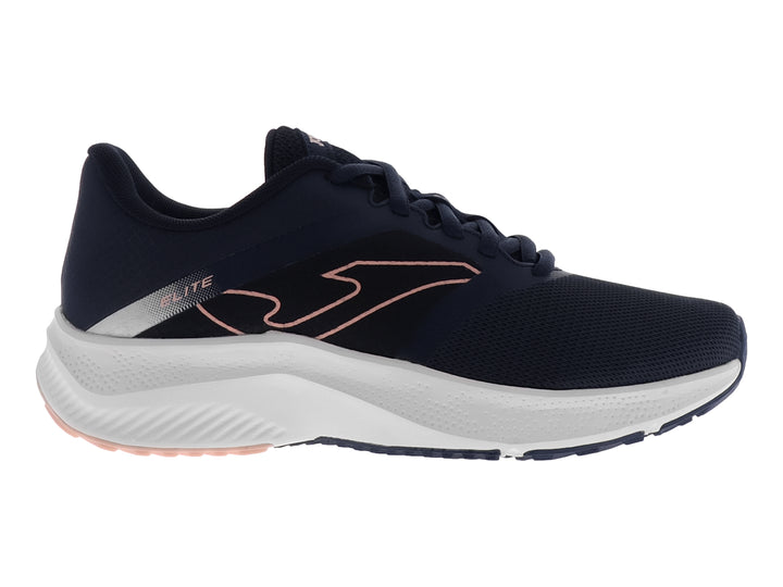 Tenis deportivo Joma color azul marino con suela blanca y detalles en rosa.