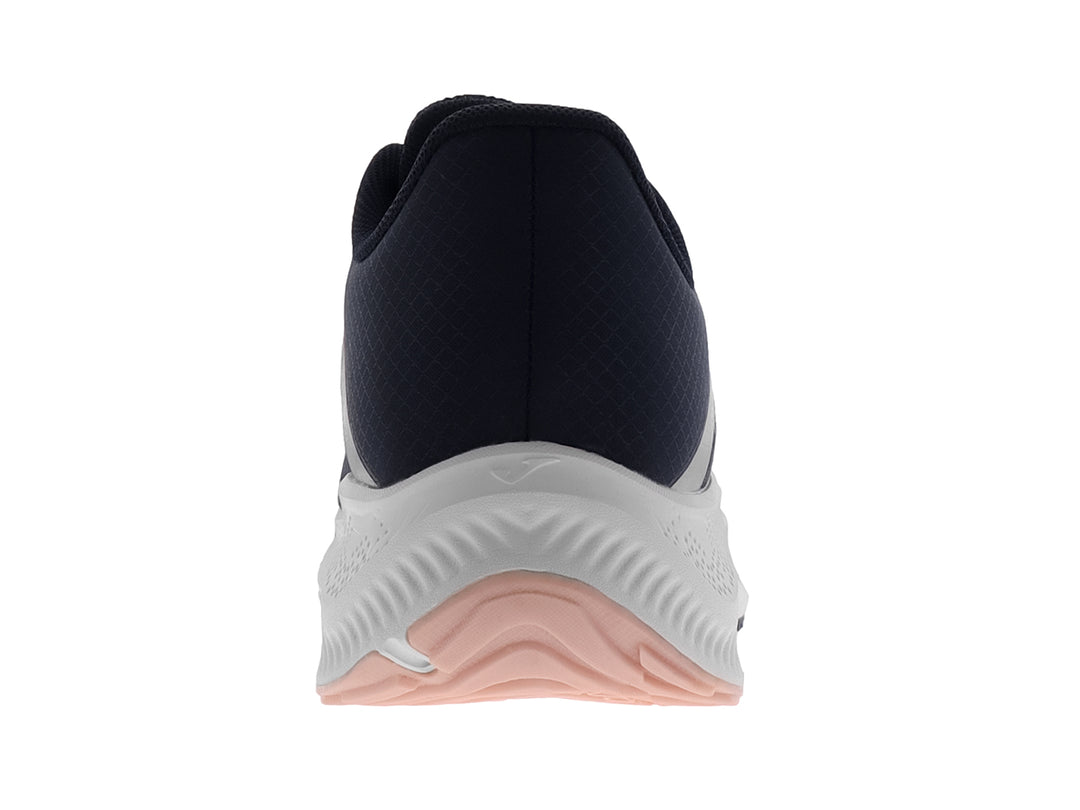 Tenis deportivo Joma color azul marino con suela blanca y detalles en rosa.
