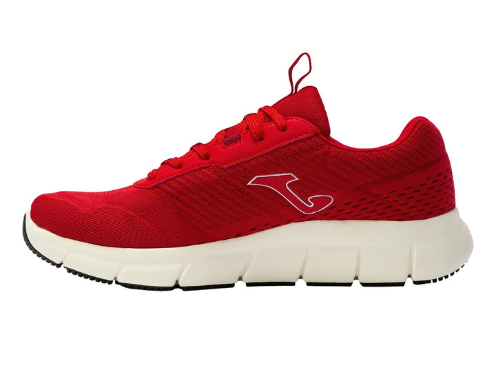 Tenis deportivos Joma de color rojo con suela blanca y detalles en negro.