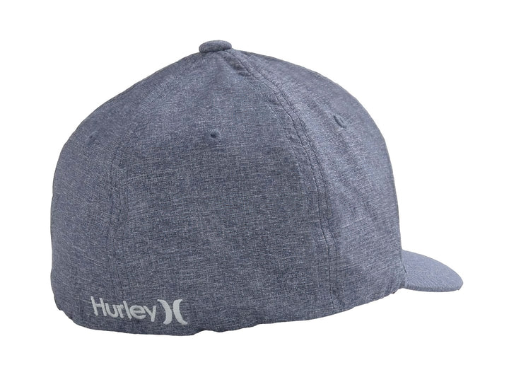 Gorra de béisbol Hurley en color azul coastal blue con logotipo blanco frontal y visera curva.