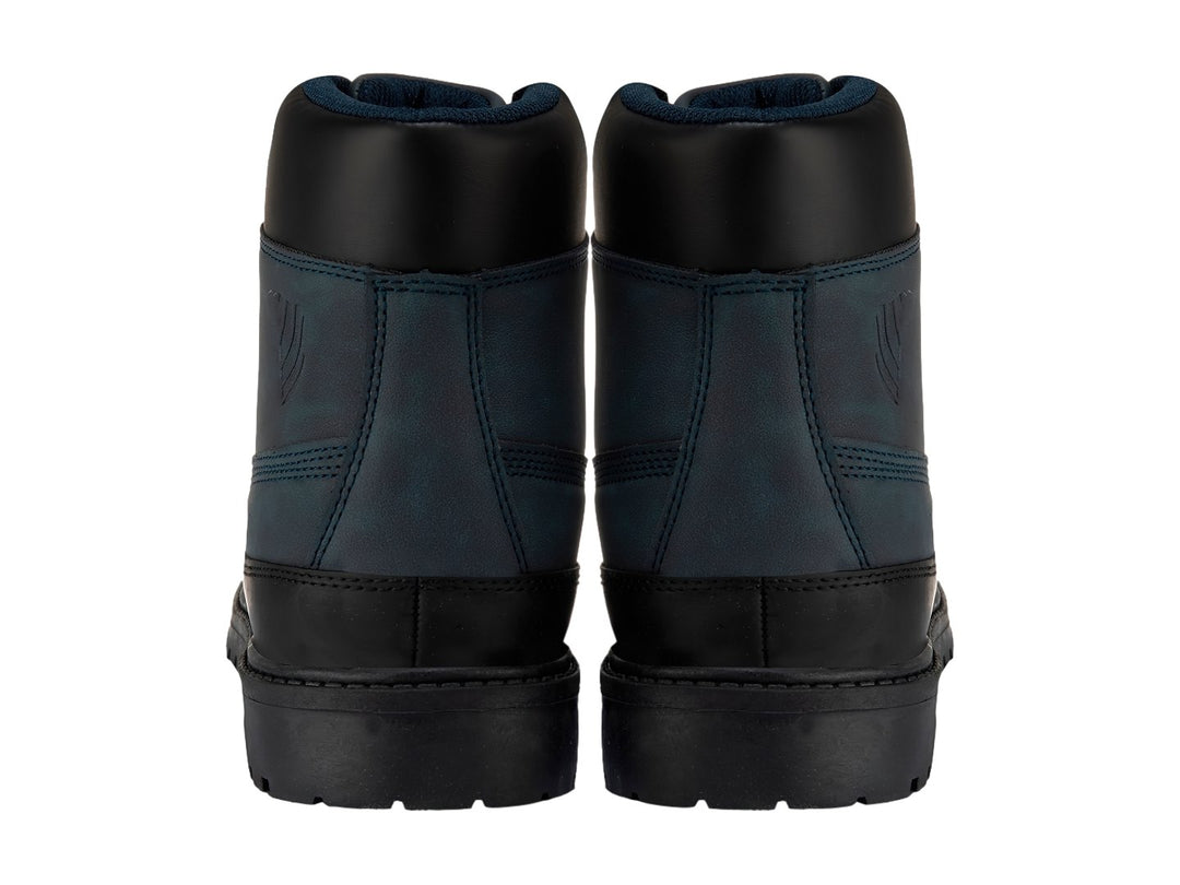 Botas K-SWISS modelo Brandon en colores azul marino y negro con suela robusta y cordones.