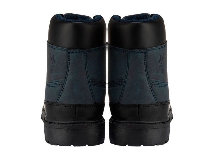 Botas K-SWISS modelo Brandon en colores azul marino y negro con suela robusta y cordones.