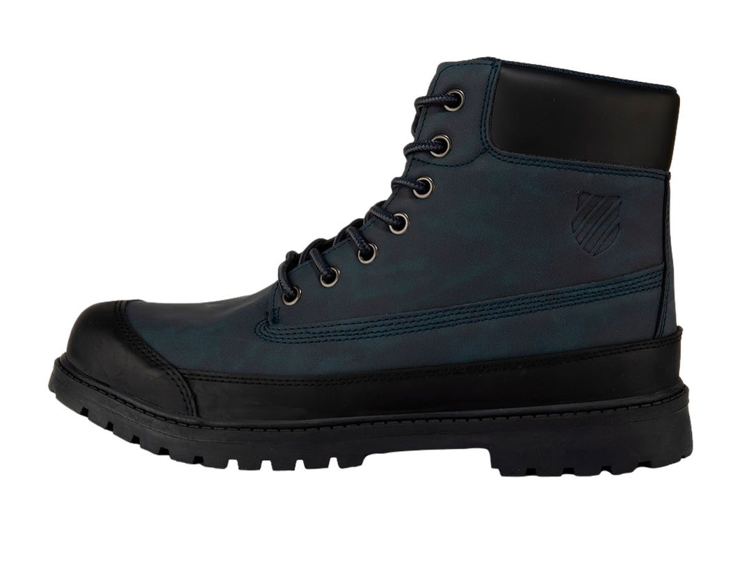 Botas K-SWISS modelo Brandon en colores azul marino y negro con suela robusta y cordones.