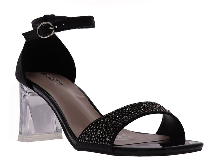 Sandalias Roze Negro con Pedrería para Mujer