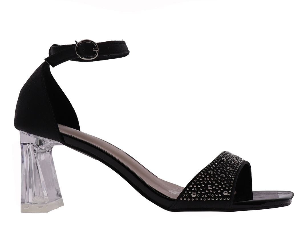 Sandalias Roze Negro con Pedrería para Mujer