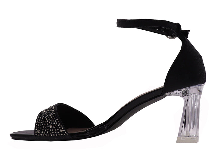 Sandalias Roze Negro con Pedrería para Mujer