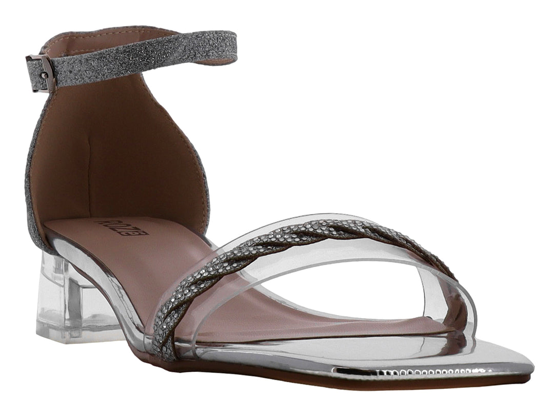 Sandalias Roze Plateadas de Tacón Bajo para Mujer