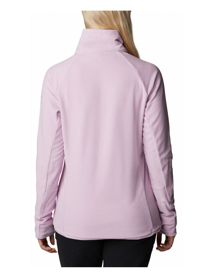 Sudadera Columbia color lila para mujer con media cremallera y cuello alto.