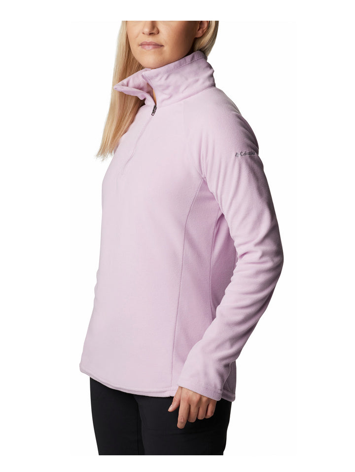 Sudadera Columbia color lila para mujer con media cremallera y cuello alto.