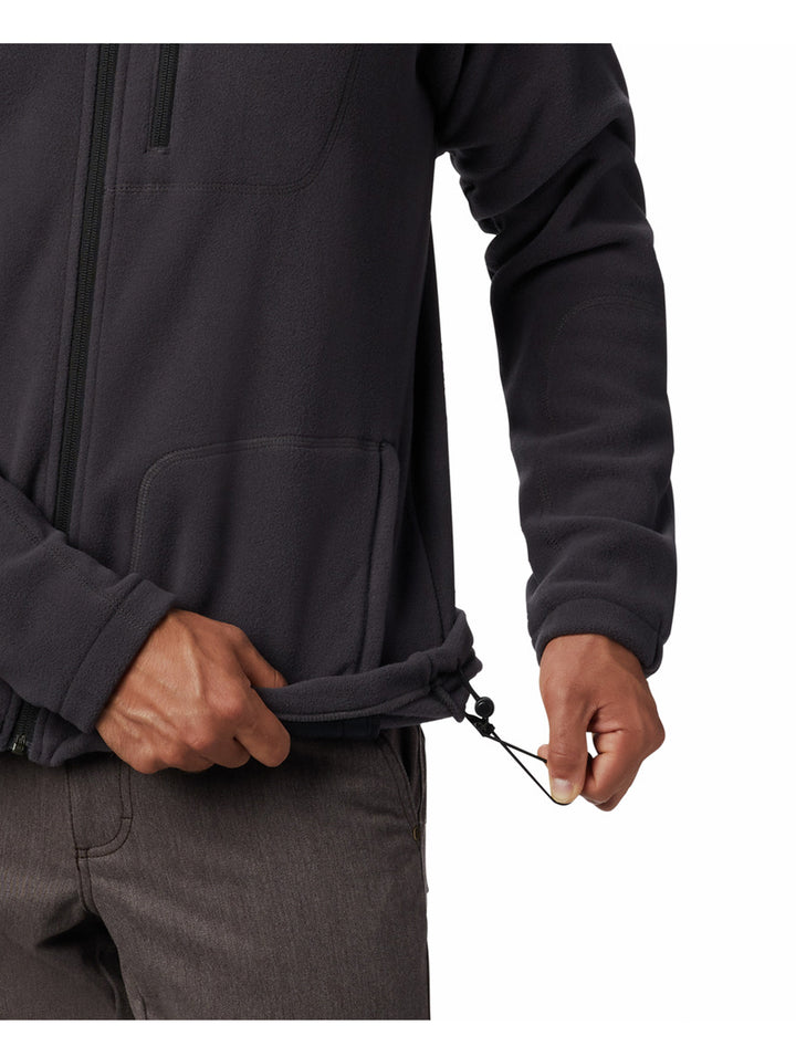 Chamarra de fleece Columbia color gris oscuro con cierre frontal completo y cuello alto.