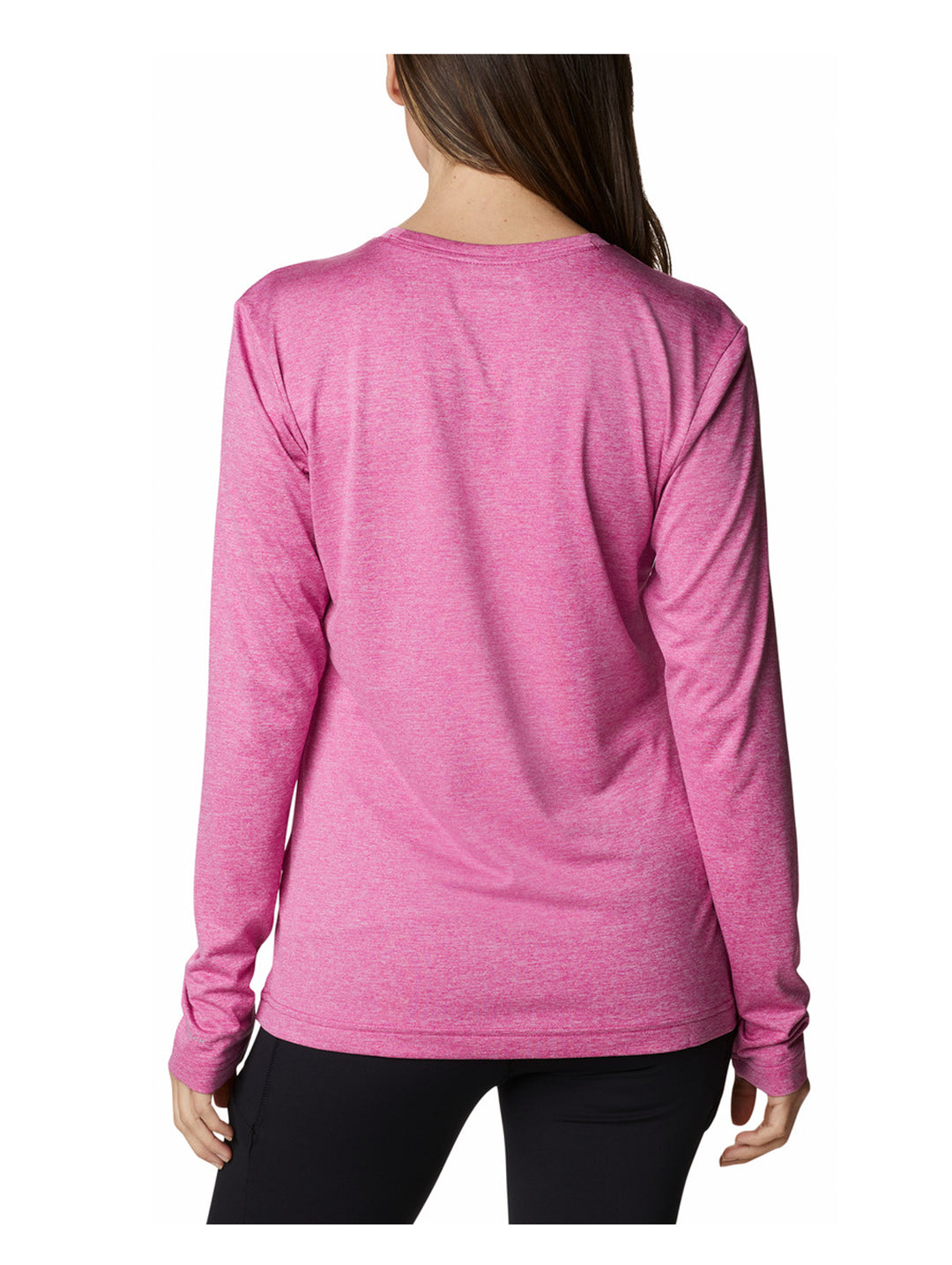 Camiseta Columbia Hike de manga larga en color fucsia jaspeado para mujer.