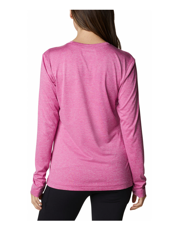 Camiseta Columbia Hike de manga larga en color fucsia jaspeado para mujer.