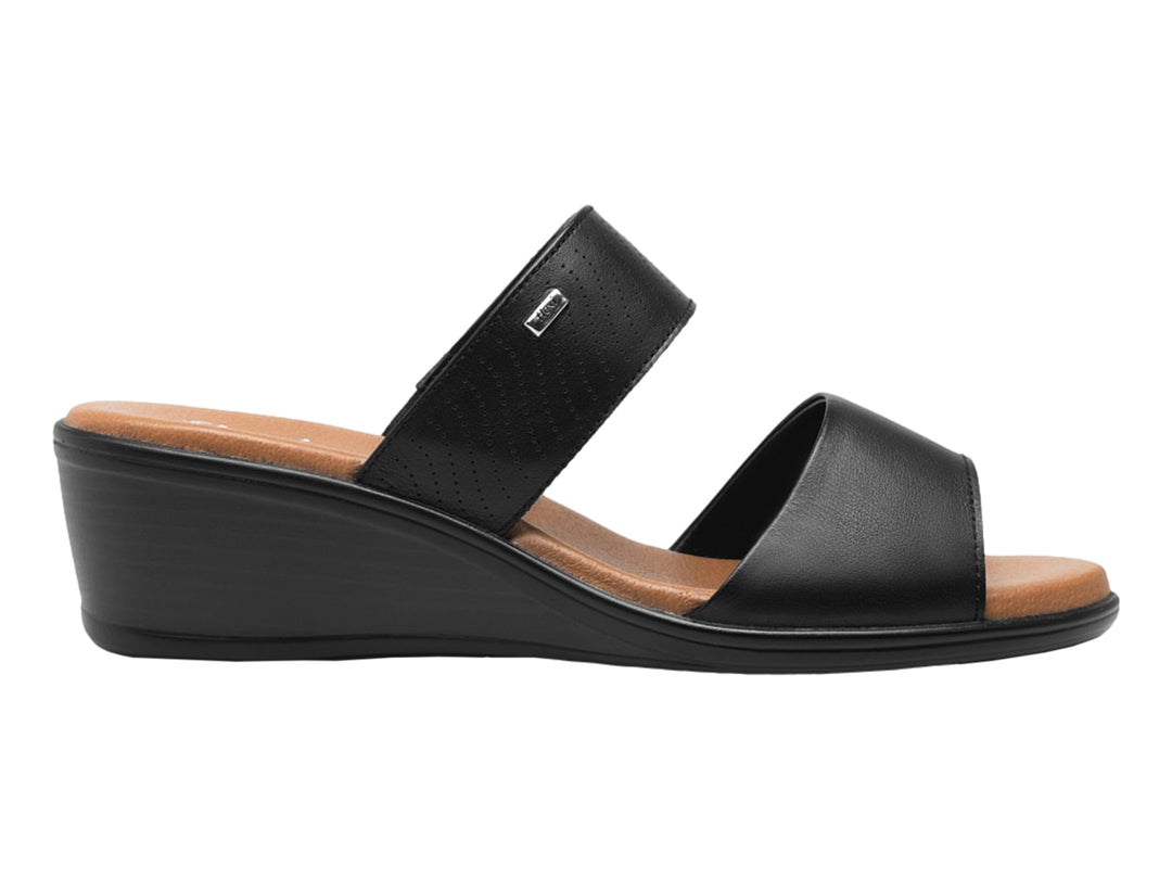 Sandalia de cuña color negro con plantilla marrón de la marca Flexi.