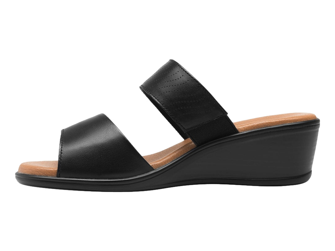 Sandalia de cuña color negro con plantilla marrón de la marca Flexi.