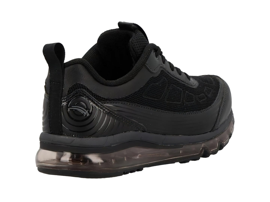 Tenis deportivos Karosso color negro total con suela amortiguada y detalles en malla.