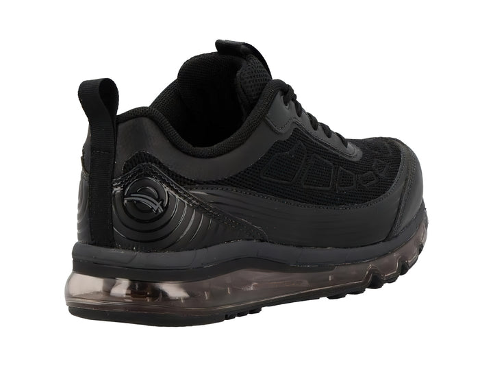 Tenis deportivos Karosso color negro total con suela amortiguada y detalles en malla.