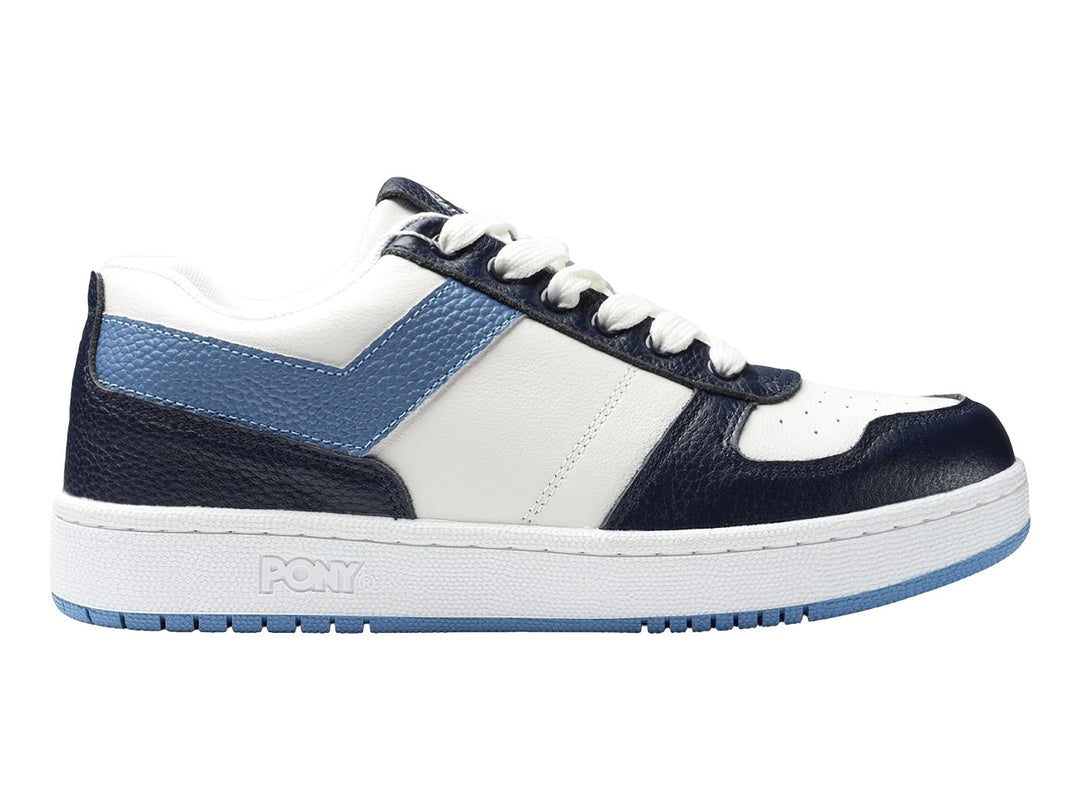 Tenis PONY City Wings en color blanco con detalles en azul marino y azul medio.