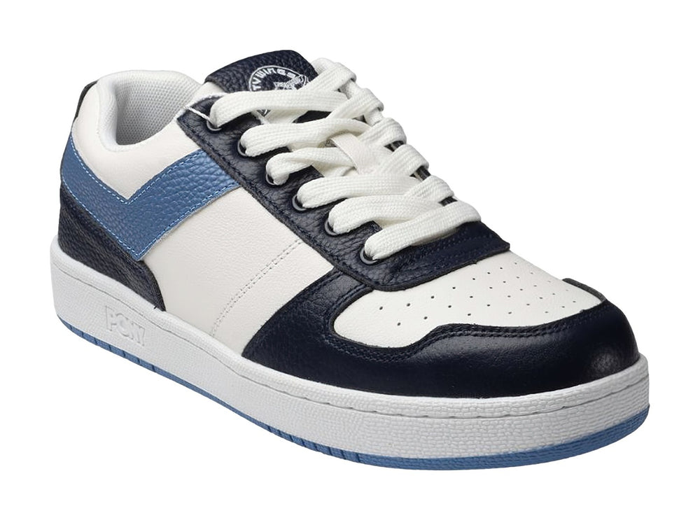 Tenis PONY City Wings en color blanco con detalles en azul marino y azul medio.