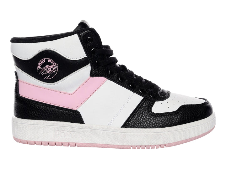 Tenis PONY City Wings Hi de corte alto en colores blanco, negro y rosa.