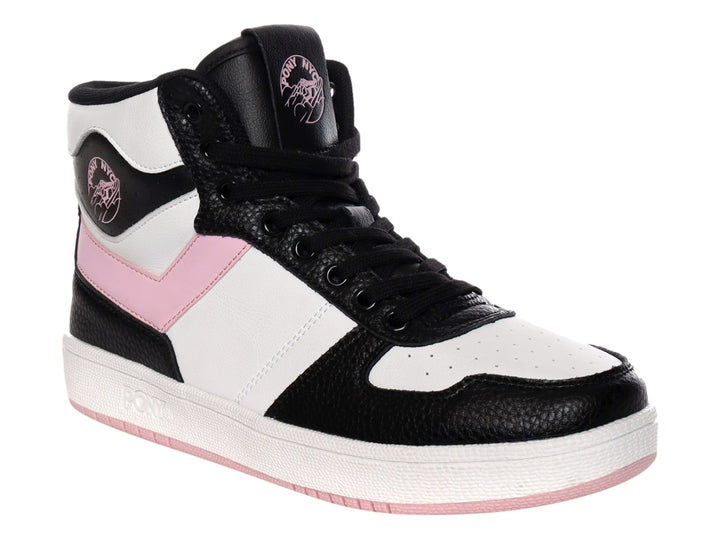 Tenis PONY City Wings Hi de corte alto en colores blanco, negro y rosa.