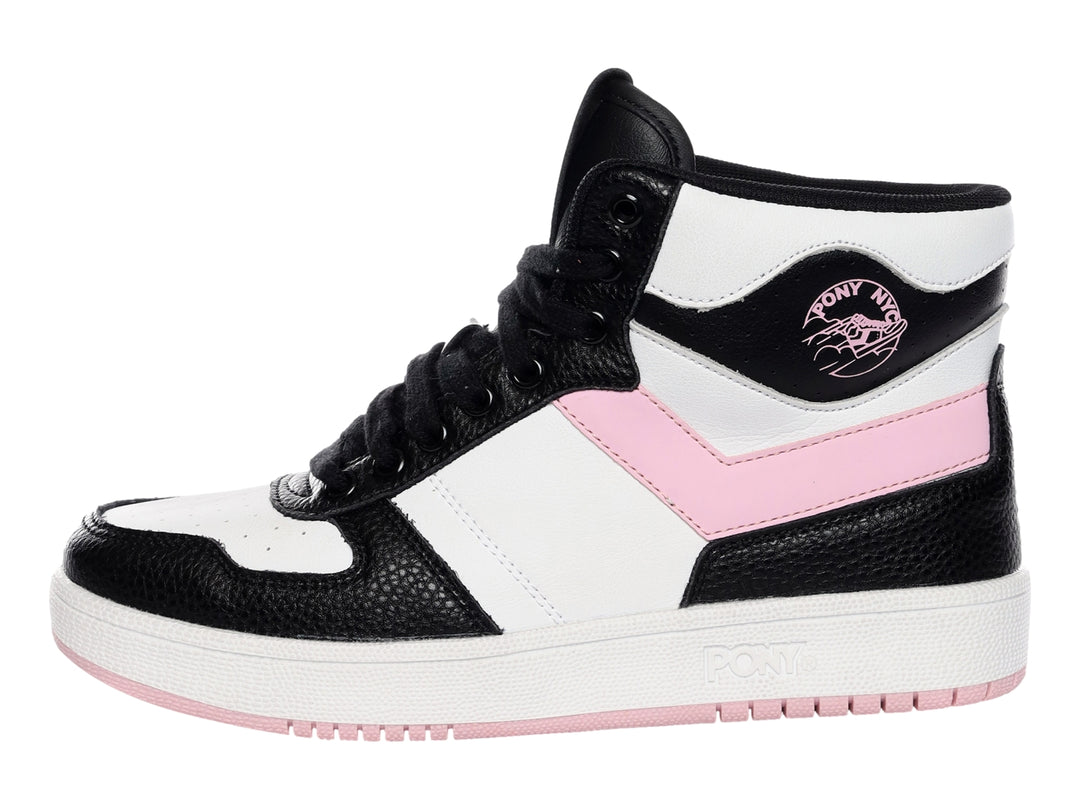 Tenis PONY City Wings Hi de corte alto en colores blanco, negro y rosa.