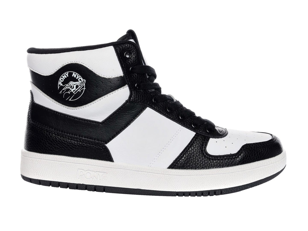 Tenis PONY City Wings Hi de bota en colores blanco y negro.