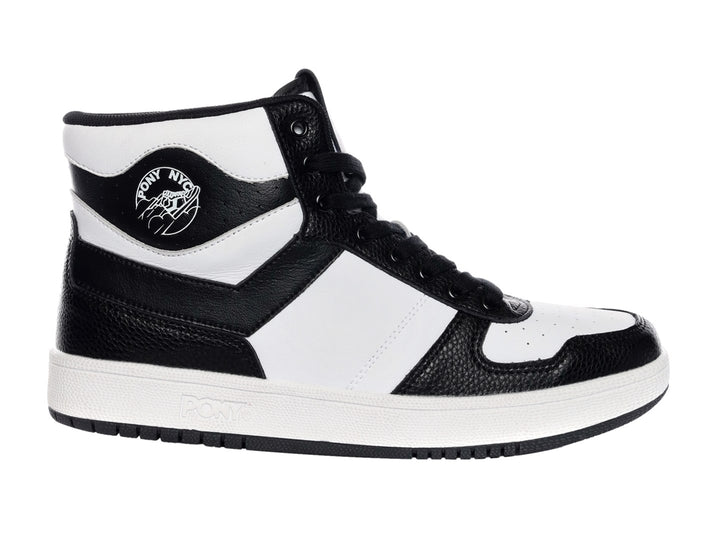 Tenis PONY City Wings Hi de bota en colores blanco y negro.