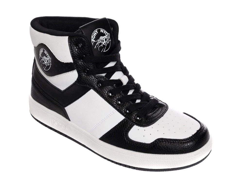 Tenis PONY City Wings Hi de bota en colores blanco y negro.