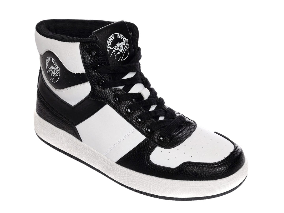 Tenis PONY City Wings Hi de bota en colores blanco y negro.