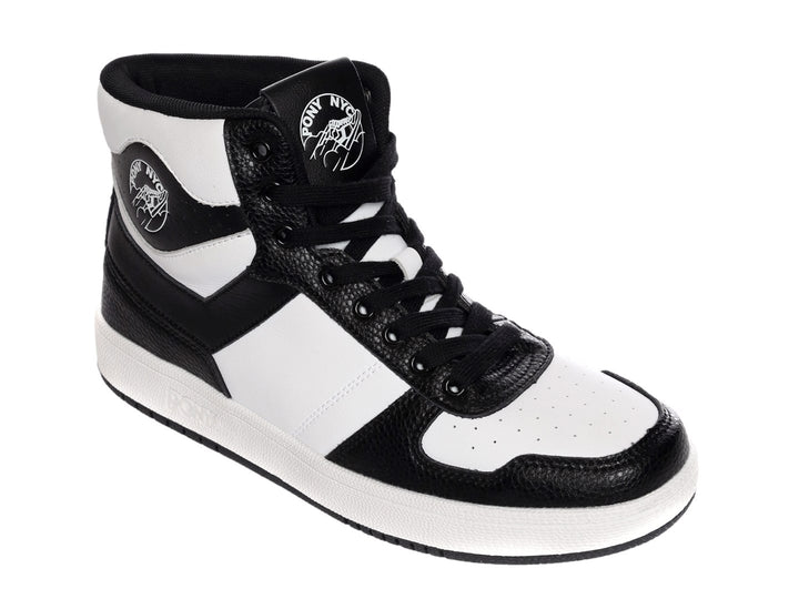 Tenis PONY City Wings Hi de bota en colores blanco y negro.