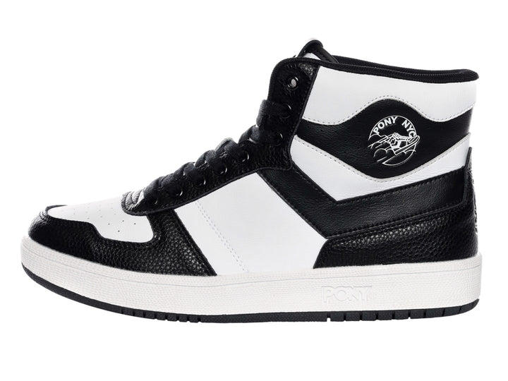 Tenis PONY City Wings Hi de bota en colores blanco y negro.