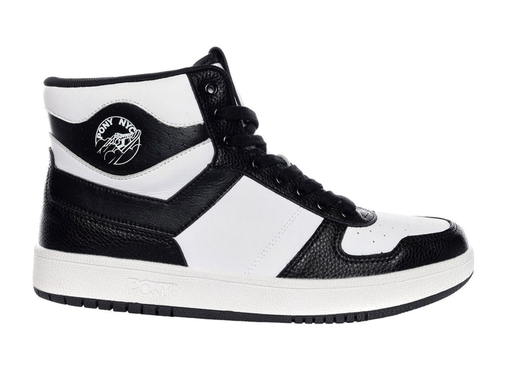 Tenis PONY City Wings Hi Panda en colores blanco y negro, diseño de bota alta con suela blanca.
