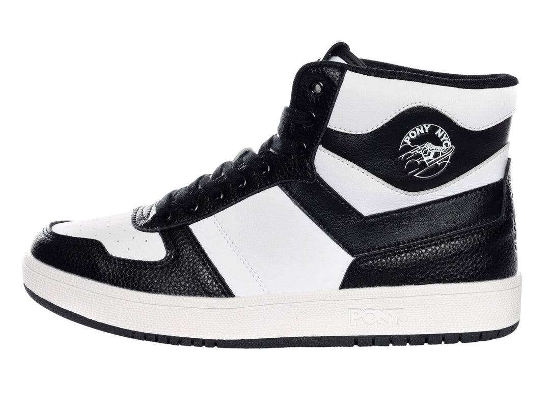 Tenis PONY City Wings Hi Panda en colores blanco y negro, diseño de bota alta con suela blanca.