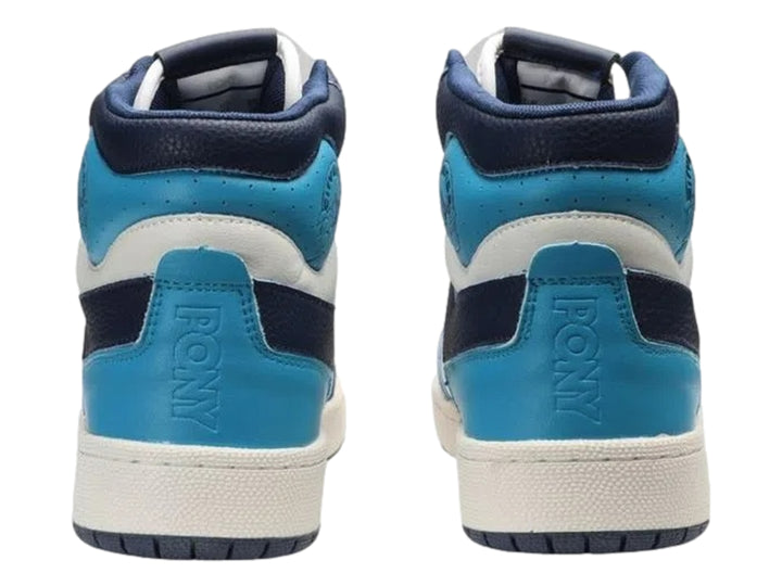 Tenis PONY City Wings HI en colores azul marino, blanco y azul claro, diseño de corte alto.