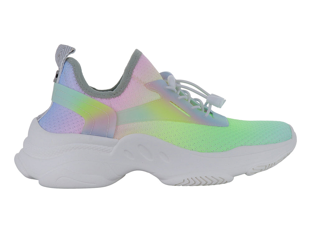 Tenis infantiles Steve Madden con colores degradados y suela blanca ancha.