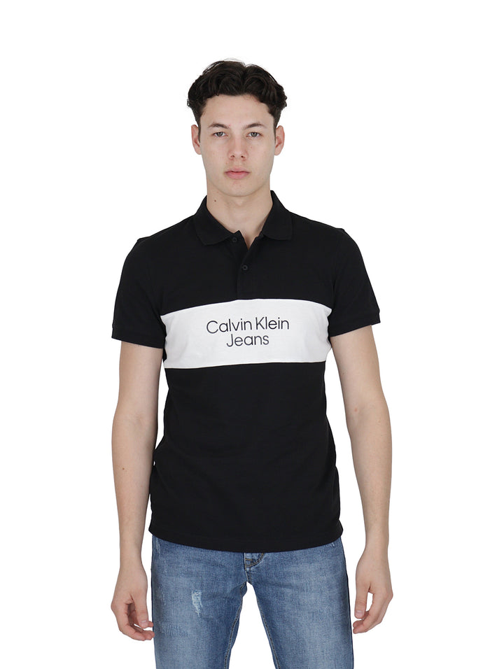 Playera Polo Calvin Klein Colorblock Negro para Hombre