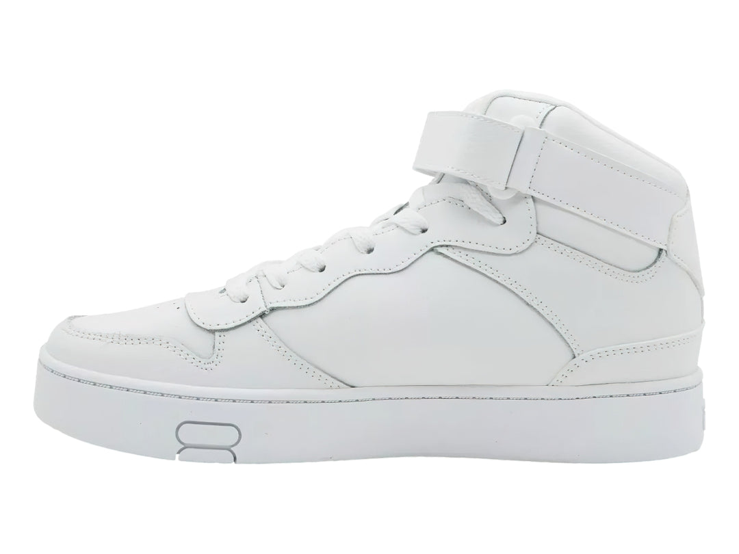 Tenis FILA MGX-100 Mid en color blanco total con correa de velcro y suela ancha.